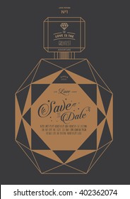 Wedding invitation template/ wedding decoration poster/ Vintage Love potion poster/ Diamonds are forever/ happily ever after/ Save the date/ Love masthead/ wedding proposal/ Diamond line art/