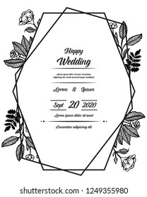 Wedding invitation template design with beautiful flower vector art