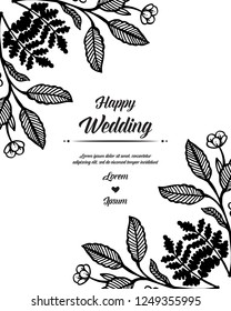Wedding invitation template design with beautiful flower vector art
