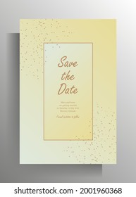 Wedding invitation template design. Hand drawn simple plant doodle elements. Vector illustration.