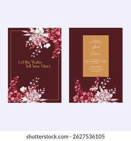 Diseño de Plantilla de invitación de Boda con colores rojo y blanco