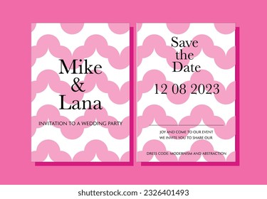 Wedding invitation template design.Hometric shapes and interesting invitation template design. Bright wedding template with different elements