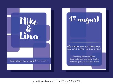 Wedding invitation template design.Hometric shapes and interesting invitation template design. Bright wedding template with different elements