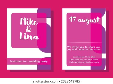 Diseño de plantillas de invitación de matrimonio.Formas domésticas y diseño interesante de plantillas de invitación. Plantilla de boda brillante con elementos diferentes