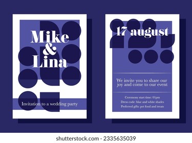 Wedding invitation template design.Hometric shapes and interesting invitation template design. Bright wedding template with different elements