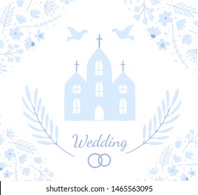 Wedding Invitation Template. Doodle style greeting card for marriage.
