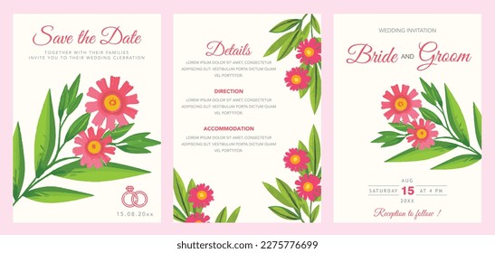 Plantilla de invitación de boda con flor elegante