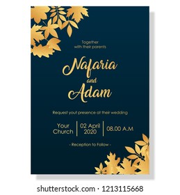 Wedding invitation template with elegant flowers