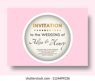 Wedding invitation template. Elegant round background for text greeting card. Vector illustration.