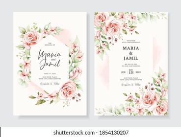 Wedding invitation template with floral frame