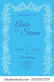 Wedding invitation template  with  floral and leaves decoration