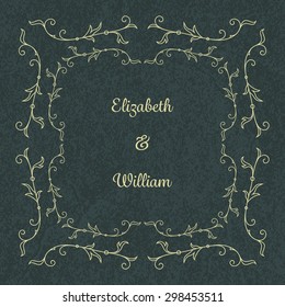 Wedding invitation template with floral ornaments and abstract background. Vector illustration