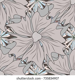 Wedding invitation template. Floral wall art painting for home. Floral seamless pattern. Vector abstract flowers. Pink, gray and black spring flowers. Greeting card. Floral card.