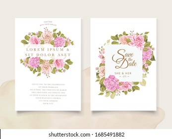 wedding invitation template with floral wreath