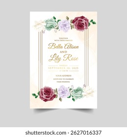 Wedding Invitation Template with Flower Arrangement