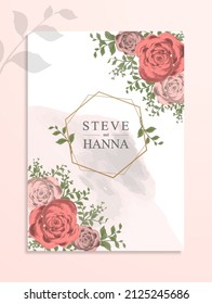Wedding invitation template with flower theme