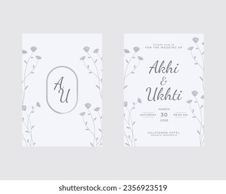 Wedding invitation template with flower watercolor