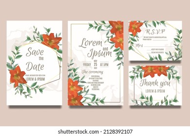 Wedding invitation template with flowers and leaves