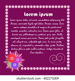 Wedding invitation template with flowers, Vector Illustration 