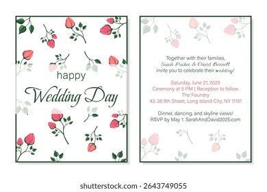 wedding invitation template in the form of a postcard with names and wedding address inside - Powered by Shutterstock - Get 15% off with code: PIKWIZARD15
