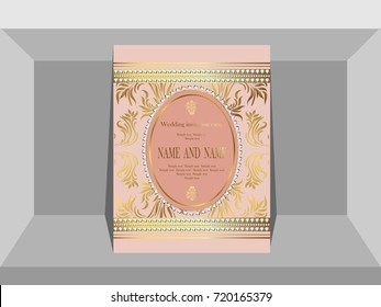 Wedding invitation template with gold pattern
