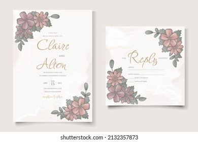 Hochzeitseinladung mit Farbverlauf-Blumenumriss