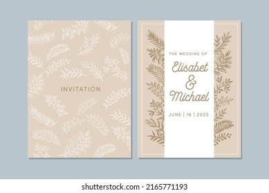 Wedding invitation template, Hand drawn, vector.
