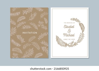 Wedding invitation template, Hand drawn, vector.
