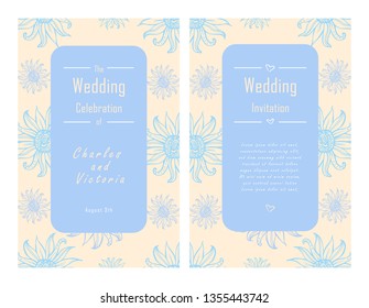 Wedding Invitation Template. Hand-drawn vector illustration of a retro style with floral pattern.