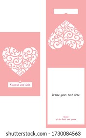 Wedding invitation template heart for laser cut  vector file papercut 