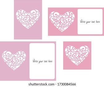 Wedding invitation template heart for laser cut  vector file papercut 