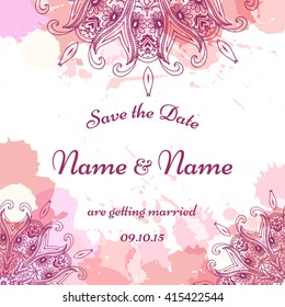 Wedding invitation template with individual concept. Design for invitation, thank you card, save the date card.