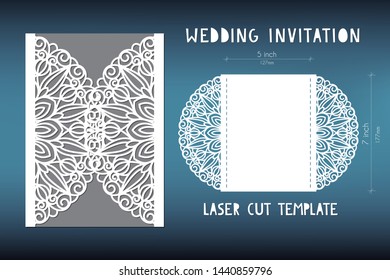 Wedding invitation template for laser cutting. 