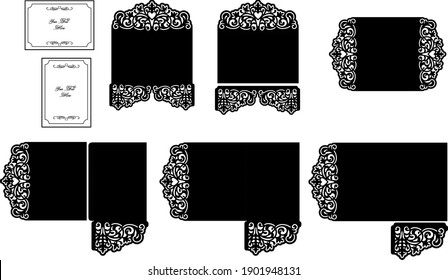 Wedding Invitation Template For Laser Cutting, Silhouette Cameo, Cricut and more. Lace Envelope For Papercut.