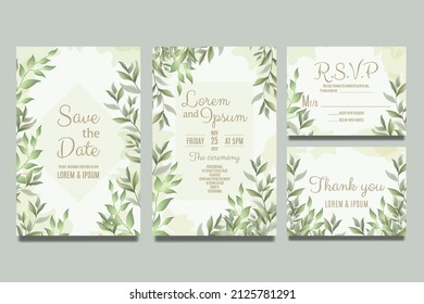 Wedding invitation template with leaves