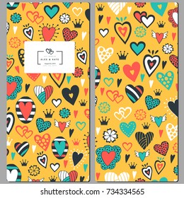 Wedding invitation template with magic hearts.