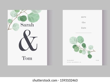 Wedding invitation template, mockup. Simple floral design, typography, celebration.