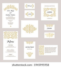 Wedding invitation template. Modern design. Traditional wedding decoration. Frame template for save the date and greeting card, wedding invitation, certificate, flyer, poster.
