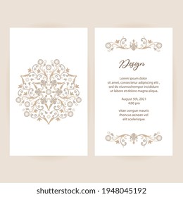 Wedding invitation template. Modern design. Traditional wedding decoration. Frame template for save the date and greeting card, wedding invitation, certificate, flyer, poster.