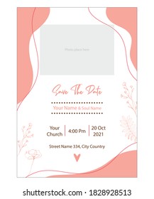 Wedding invitation template with nature ornaments Vector. Eps 10