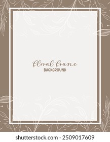 Wedding invitation template with outline foliage branches in pastel color. Rsvp card design template. Vector.