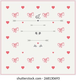 Wedding Invitation template in pastel colours with roses, hearts and birds.