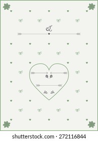 Wedding Invitation template in pastel colours with roses, hearts and birds.