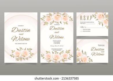 Wedding invitation template with peace roses