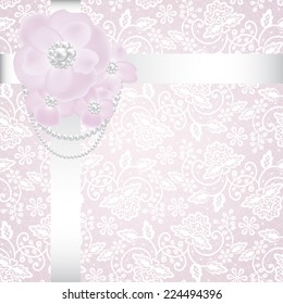 Wedding invitation template with pearls and roses