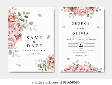 Einladungsvorlage für Hochzeiten mit rosafarbenem und rotem Blumen