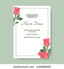 wedding invitation template with rose