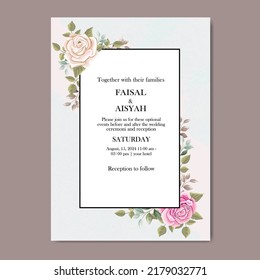wedding invitation template with rose