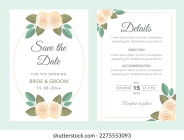 Tarjeta rosa de la plantilla de invitación para bodas