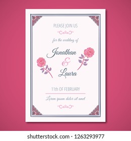 Wedding Invitation Template with Roses